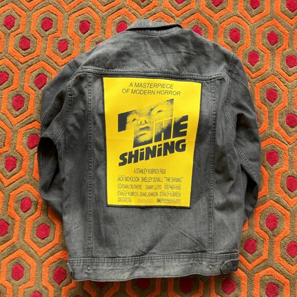 Medium Hudson Black Denim Jacket jean The Shining back patch - Picture 2 of 10
